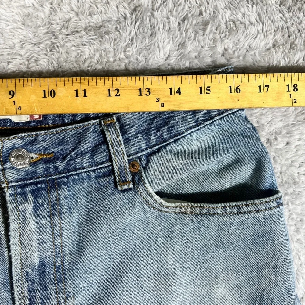 Levis 505 Regular Fit Jeans Light Wash Denim Mens W34 Distressed Straight Leg